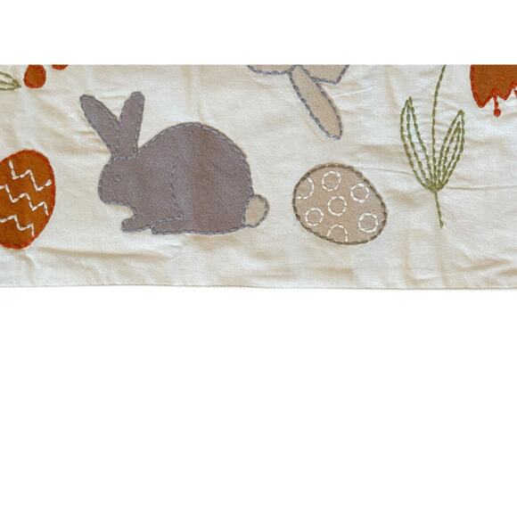 The Farmhouse Easter Bunny Rabbit Table Runner 14x48 Beige Embroidered New - Picture 4 of 13
